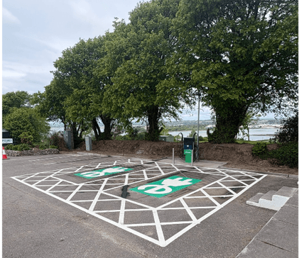 EV charging bay with dedicated signage and surfacing